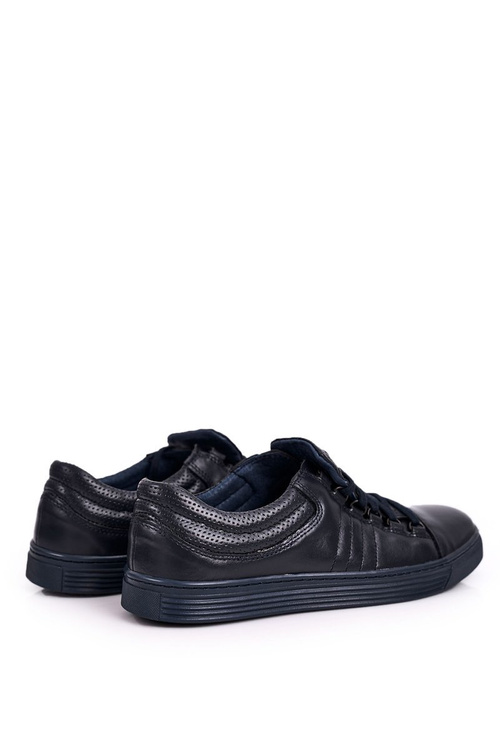 Męskie Skórzane Półbuty Tenisówki BEDNAREK Granatowe