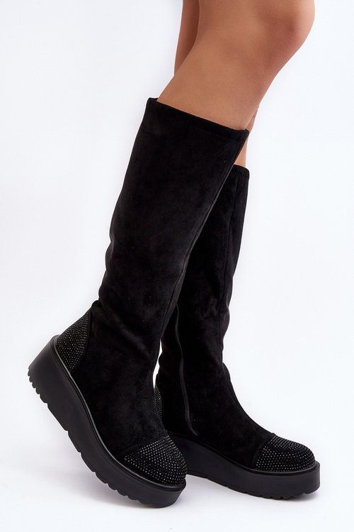 Women's Suede Platform Boots SBarski HY53-8 Black