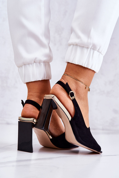 Suede Sandals On A Bar Black Fiorine