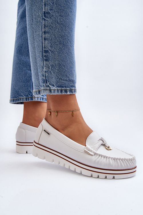 Women's White Platform Moccasins Railav