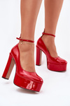 Lacquered High Heel And Platform Pumps Red Nianka