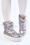 Women's Fashionable Lace-up Snow Boots Silver Carrios