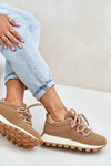 Sneakersy Buty Sportowe Damskie Eko Zamszowe Brązowe Riadella