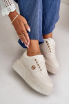 Damskie Buty Sportowe Sneakersy Masywna Podeszwa Beżowe Verissha
