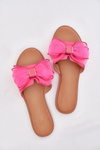 Women's Flat Sandals With Tulle Bow Fuchsia Tanira