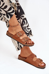 Women's sandals on cork platform with buckles Camel Vesina