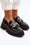 Women's Patent Loafers with Decoration Black Arsaba