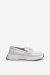 Light Grey Women's Platform Leather Moccasins S.Barski LR490