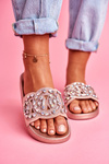Women's Flip Flops With Crystals Rose Gold Audrey