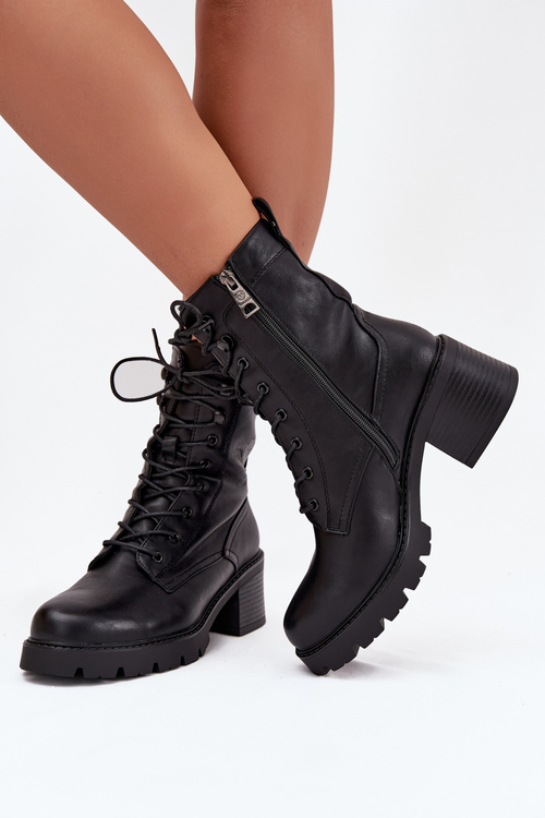 Women's workery boots on block Vinceza 89136 black