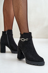Women's Heeled Boots Eco Suede With Decorative Strap Black Maivone