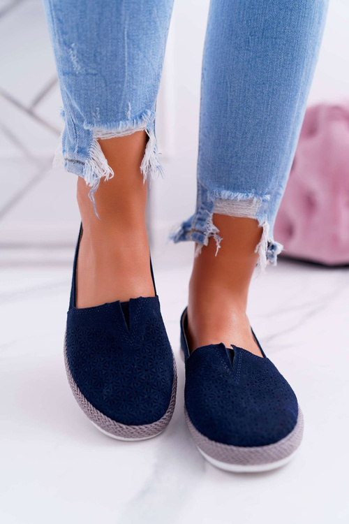 Women's Espadrilles Suede Leather Navy Blue Bimbo