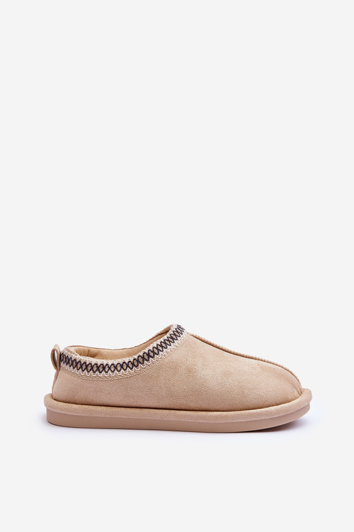 Women's Suede Slippers With Faux Fur Light Beige Polinna