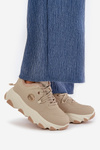 Warm Women's Sports Shoes Lace-up On Platform Beige Bialoa
