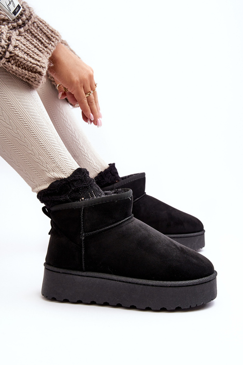 Women's Snow Boots On Platform Lined With Fur Black Xamella