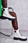 Women's Lacquered Boots Lace-up Workers White Conny