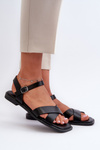 Women's Flat Sandals Made of Eco Leather S.Barski KV27-003 Black