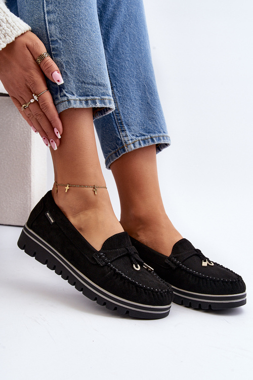 Women's Black Platform Moccasins Railav