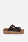 Slides With Braiding And Buckles On A Massive Platform Black Aralissea