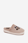 Furry slippers with hearts beige Amandra
