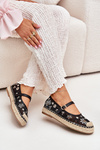Mesh Espadrilles With Embroidery On Platform Black Laxisa