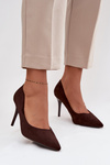 Women's High Heels Made of Eco Suede Chocolate Elvessa