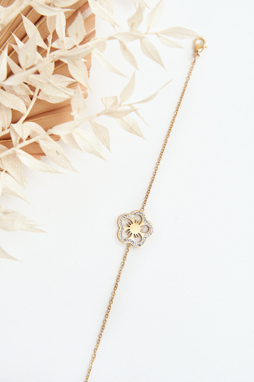 Delicate Women's Bracelet With A Flower Gold
