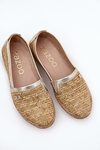 Espadryle Damskie Eleganckie Z Plecionką Beżowo-Złote Zazoo 10178