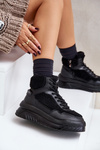 Damskie Sneakersy Z Futerkiem Typu Baranek Na Platformie Czarne Lee Cooper LCJ-24-47-3145