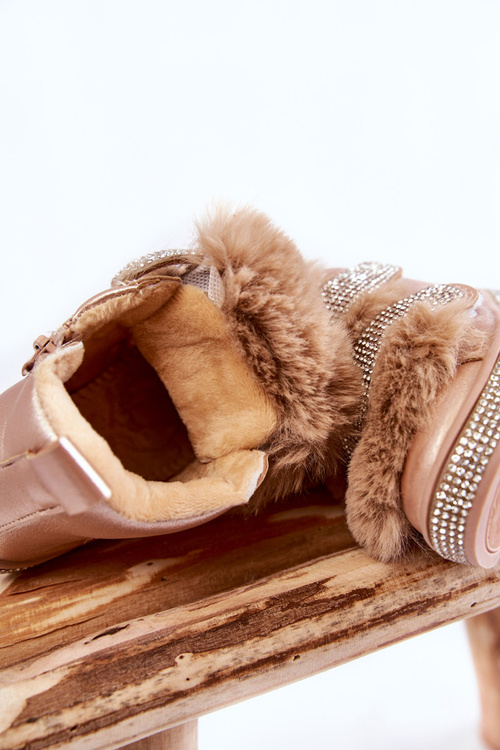 Children's Warm Leather Snow Boots Gold Leela