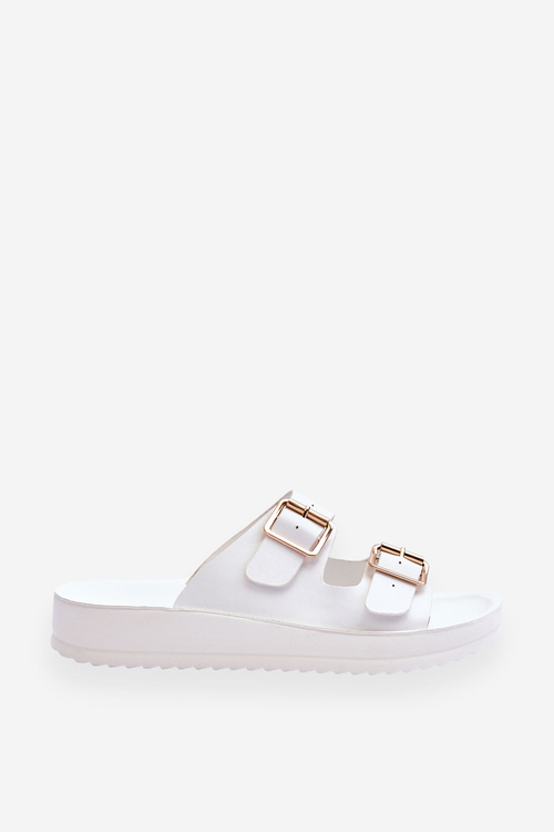 Women's Platform Slippers With Stripes White Clever