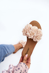 Women's Beige Flower Slippers Eelfan