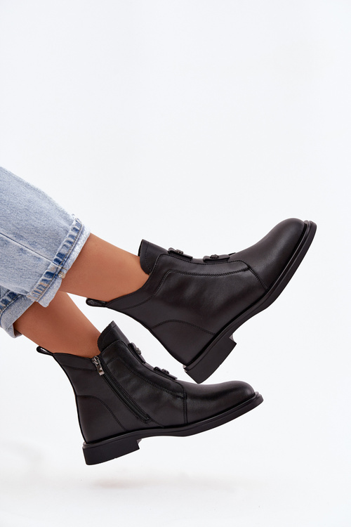 Leather Insulated Women's Ankle Boots D&A MK52-026 Black