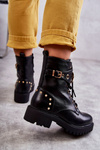 Leather Women's Boots With Studs Black Leticia