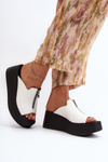 Zazoo 2916 Women's Slides on Chunky Platform with Zipper White
