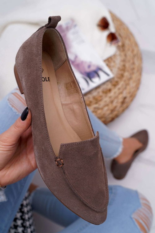 Women's Moccasins Suede Leather Loafers Cappuccino Homny