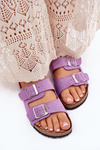Women's Cork Platform Sandals With Buckles Purple Evisolla
