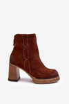 Women's Suede Boots On Heel Brown Lemar Remilda