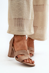 Fashionable Suede High Heels Sandals Camel Aubrey