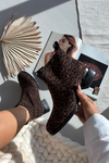 Ankle boots made of natural suede with leopard print D&A JC52-852 Brown