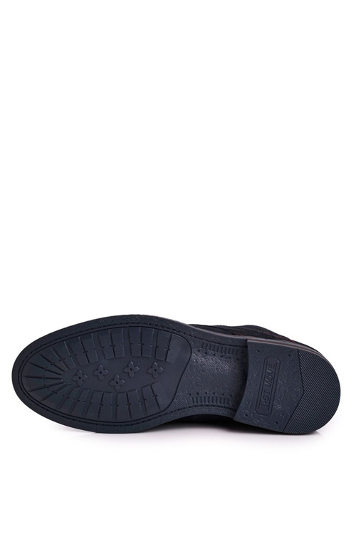 Męskie Skórzane Botki Trzewiki BEDNAREK Granatowe