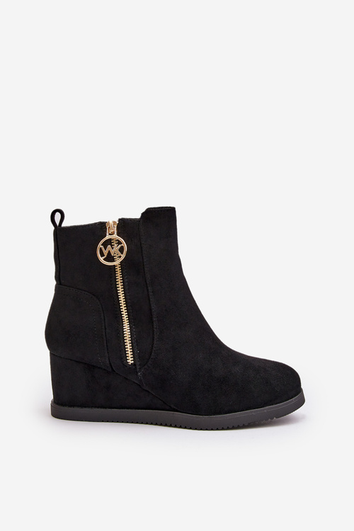 Leather Lined Heeled Boots With Ornamentation Black Vere