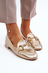 Women's Flat Heel Moccasins with Gold Decoration Iluvana