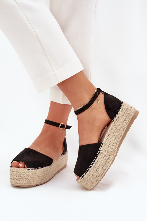 Women's Platform Espadrilles With Braiding Black Selise