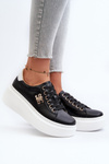 Black Women's Leather Platform Sneakers Pernalia