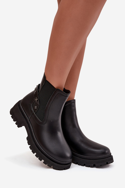 Boots ankle boots with zipper with decorative details insulated black Verisse