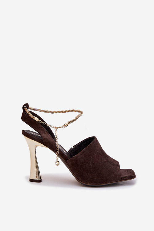 Suede stilettos with decorative bracelet CheBello 4440 chocolate