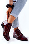 Leather High Half Shoes Maroon And Black Maniz