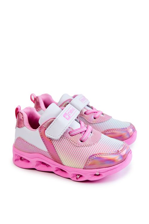 Children's Leather Sports Shoes White-Pink Loopsy