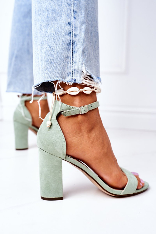 Suede High Heel Sandals Green Florence